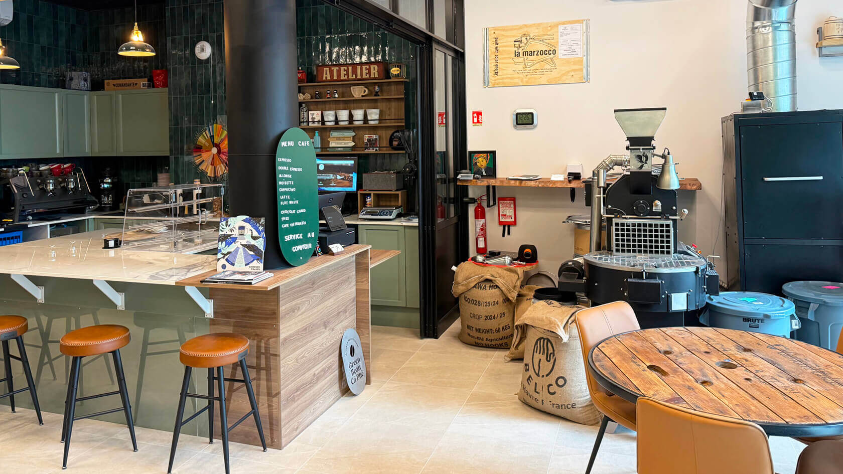 Boutique Green Bean Cà Phê - espace atelier de torréfaction